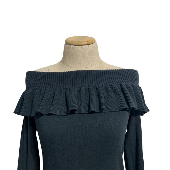Lilly Pulitzer Womens Sz Medium Siesta Sweater Ruffled Off The Shoulder - Picture 2 of 9